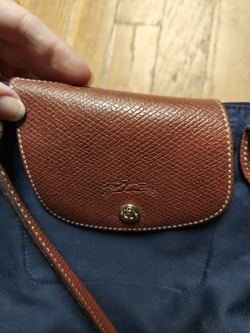 Longchamp Le Pliage Navy Medium Tote Made In France - Picture 7 of 13